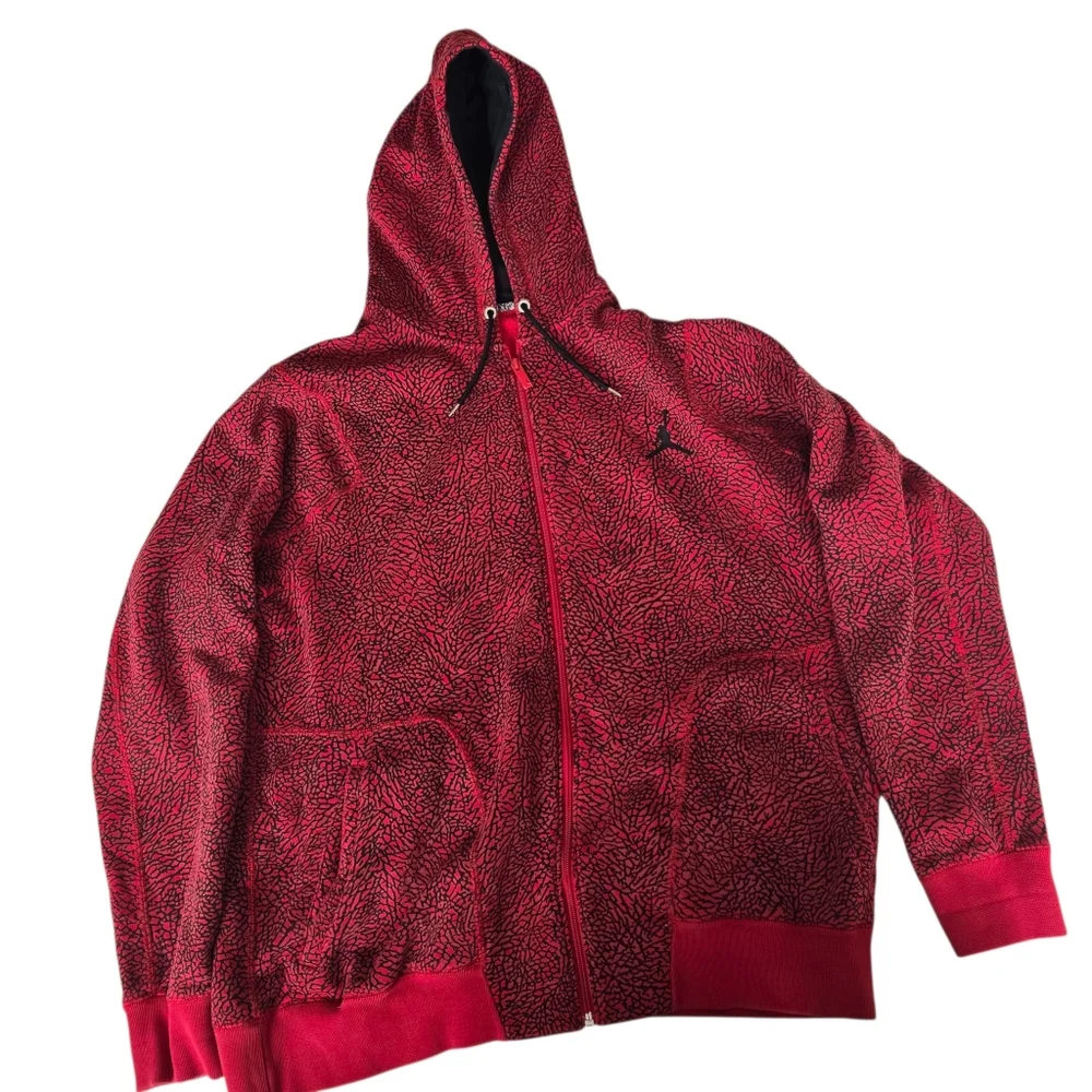 Vintage NIKE Air JORDAN Bulls Red Elephant Zip Hoodie Sweatshirt Sweater XXL